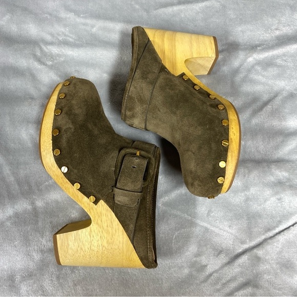 Veronica Beard Dacey Suede Mule Heel Green Size 6.5M - Picture 5 of 12